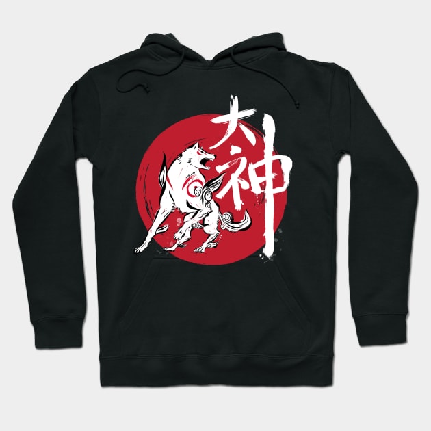 Great God sumi-e (black) Hoodie by DrMonekers